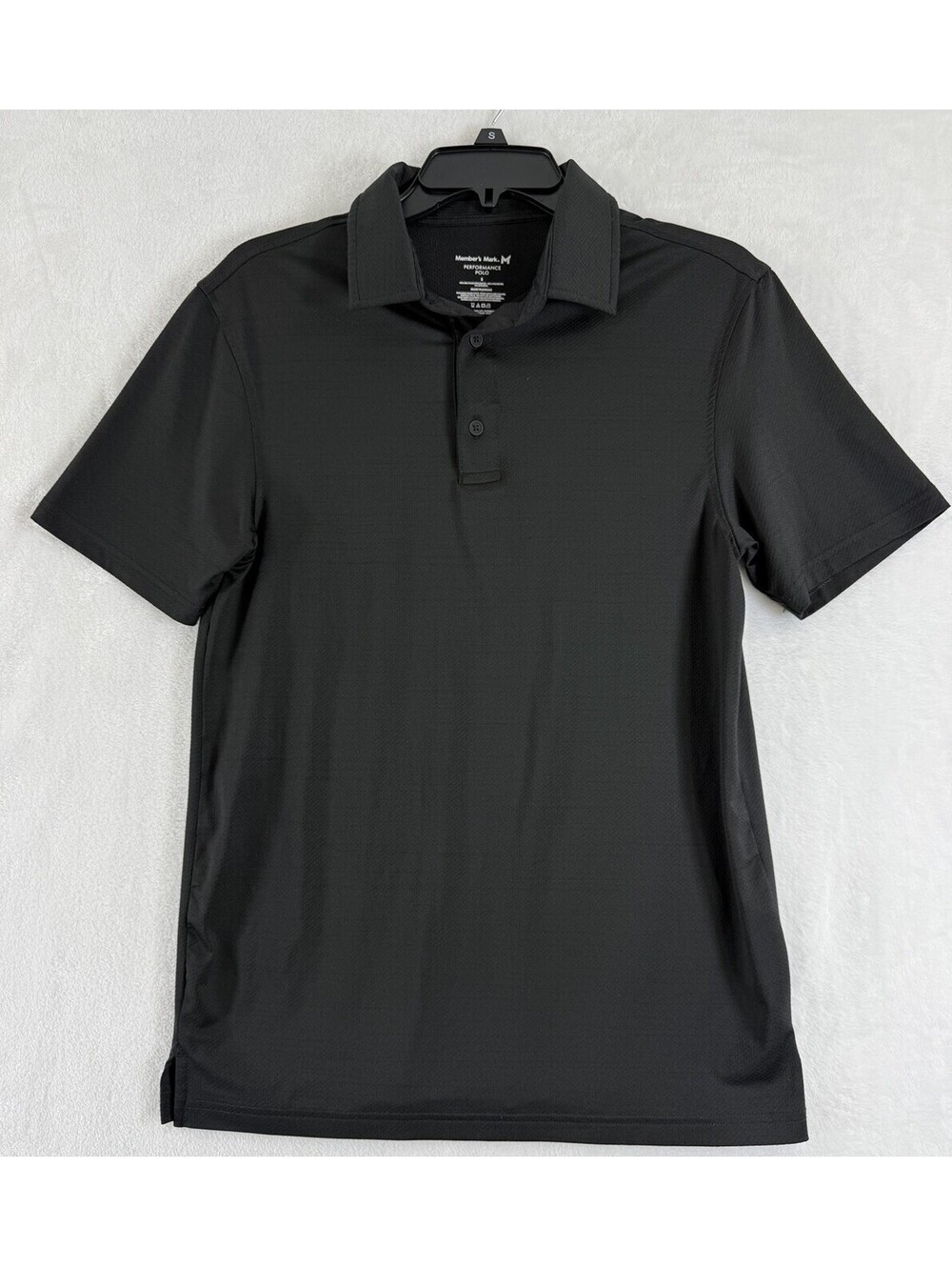 Members Mark Performance Polo Mens Small Black Short Sleeve Shirt